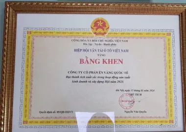 BẰNG KHEN HIỆP HỘI VẬN TẢI Ô TÔ VIỆT NAM