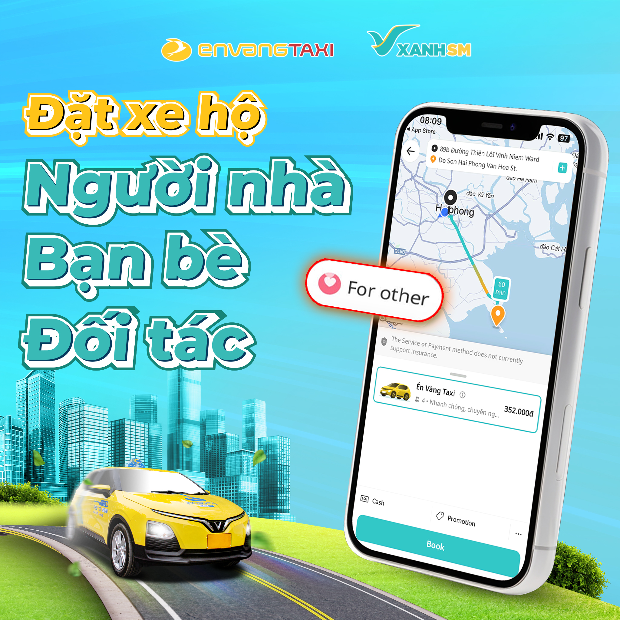 Đặt xe hộ người thân, bạn bè