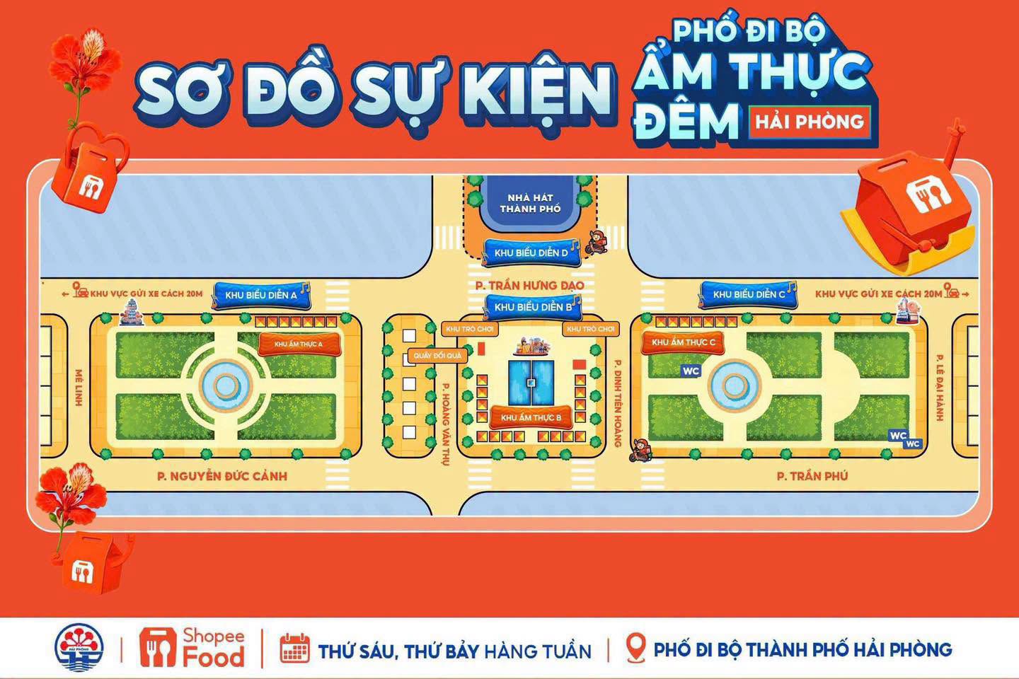 SƠ ĐỒ SỰ KIỆN PHỐ ĐI BỘ ẨM THỰC ĐÊM HẢI PHÒNG