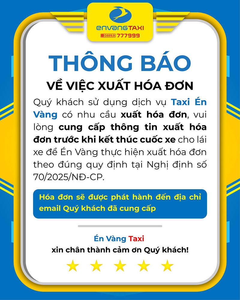THÔNG BÁO VỀ VIỆC XUẤT HÓA ĐƠN TỚI QUÝ KHÁCH HÀNG