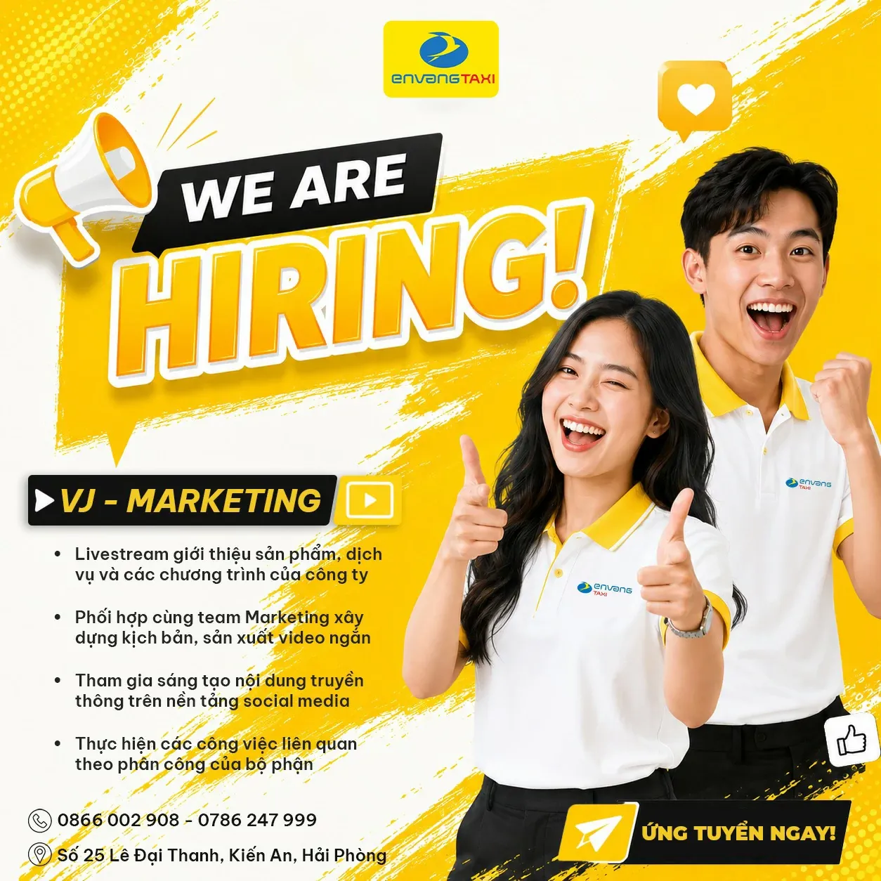 TUYỂN DỤNG VJ – MARKETING | ÉN VÀNG TAXI