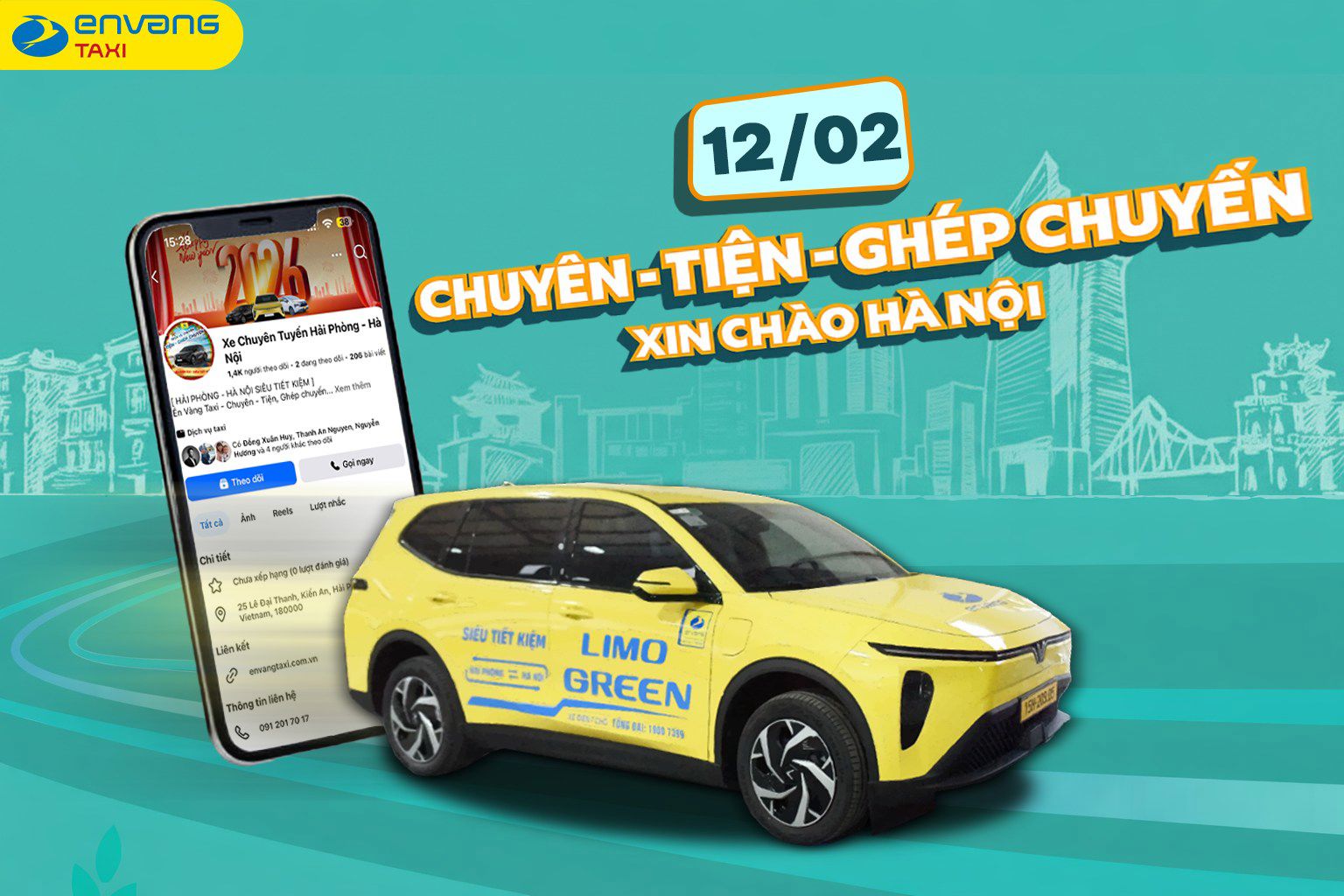 ÉN VÀNG TAXI RA MẮT DỊCH VỤ XE CHUYÊN – TIỆN GHÉP CHUYẾN HẢI PHÒNG – HÀ NỘI