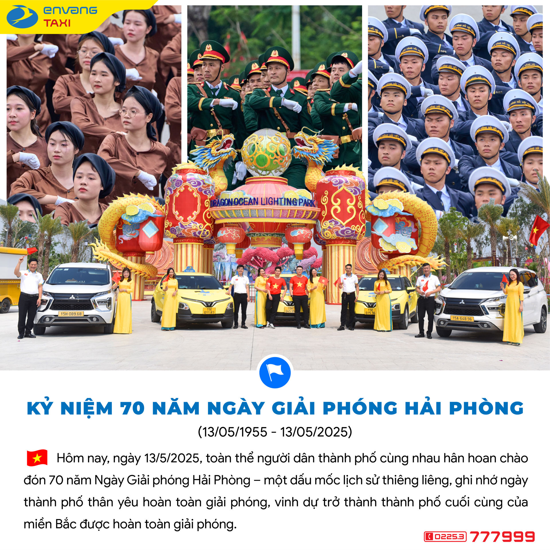 ÉN VÀNG TAXI CHÀO MỪNG KỶ NIỆM 70 NĂM NGÀY GIẢI PHÓNG HẢI PHÒNG (13/05/1955 - 13/5/2025)